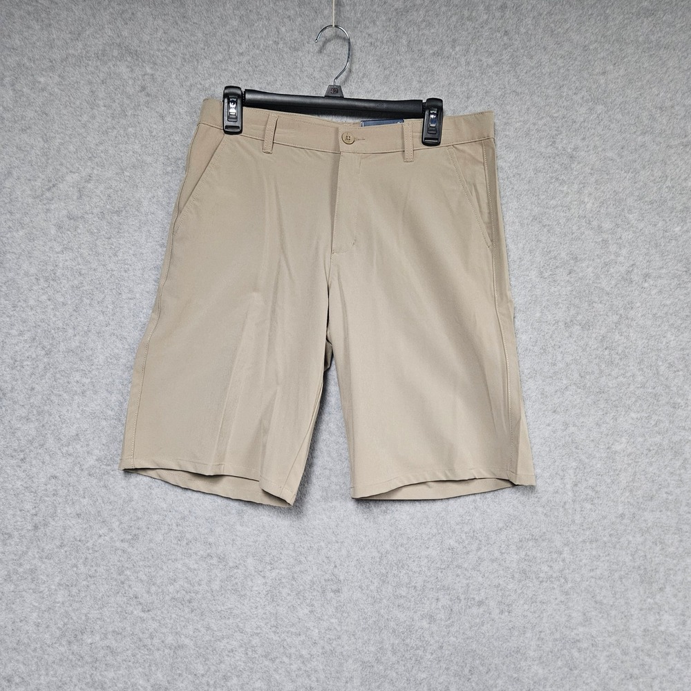 IZOD Shorts Boys 20 Khaki Schoolwear Flat Front Stretch Adjustable Waist